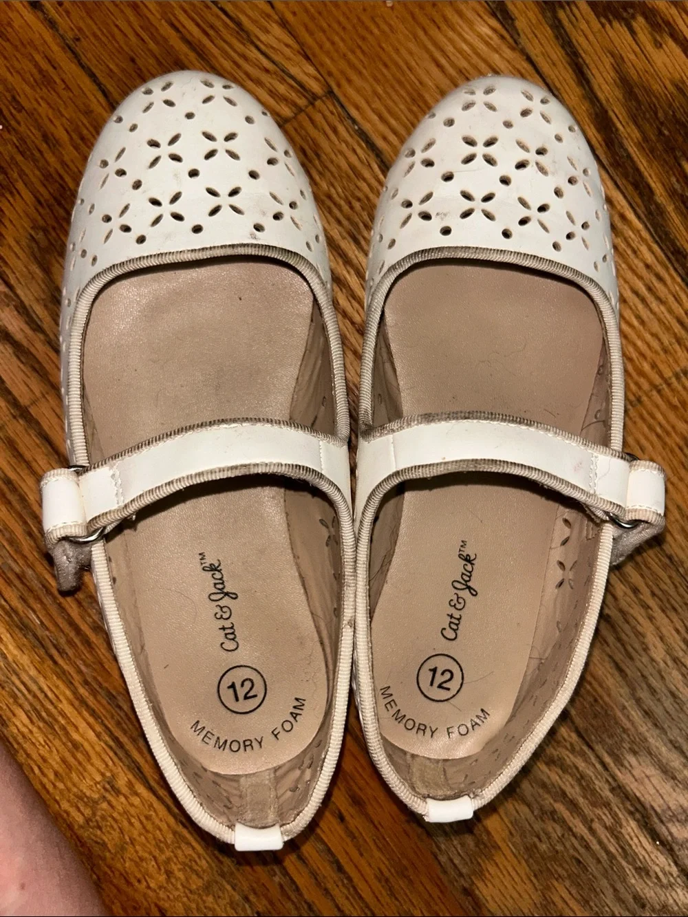 Cat & Jack White Girls' Perforated Mary Jane Shoes